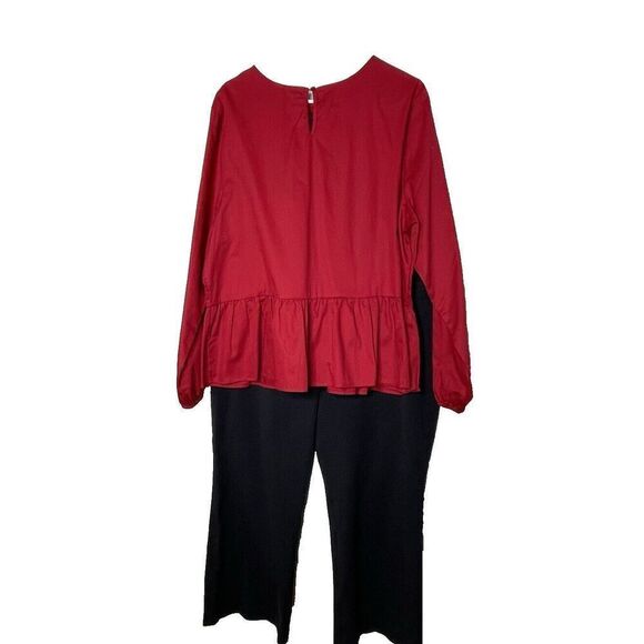 Lane Bryant Plus Size 20 Peplum Tunic Blouse Red Black Floral Embroidery Shirt - Picture 5 of 13